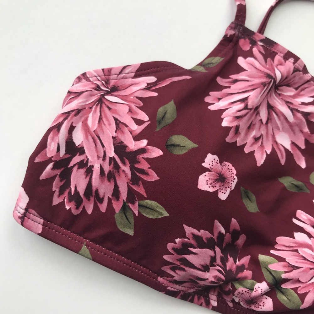 altar'd state | maroon floral bikini top high neck - Picture 3 of 7
